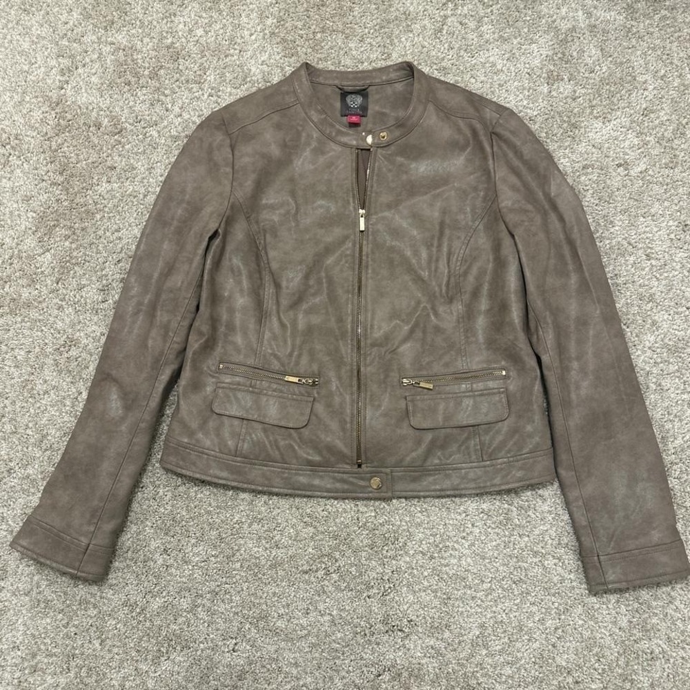 Vince Camuto Faux Leather Moto Jacket‎ | Taupe | Women's M